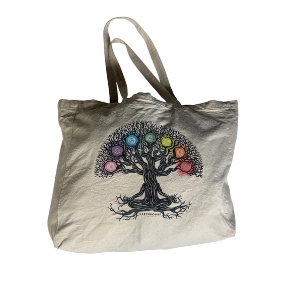 EARTHBOUND Handbags - Earthbound trading co. Root Mula yoga 7 chakra organic cotton tote bag